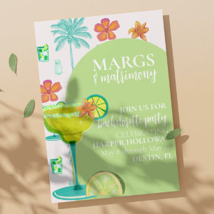 Trendy Margs & Matrimony Bachelorette Party Invitation