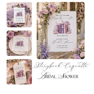 Storybook Coquette Book New Chapter Bridal Shower Square Sticker
