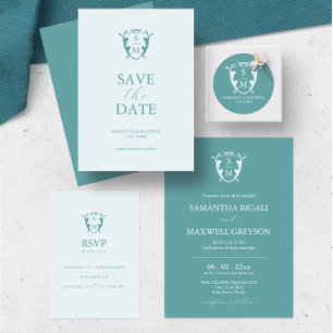 Simple Monogram Pale Blue Save The Date