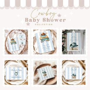 Blue Little Cowboy Modern Western Baby  Registry Enclosure Card