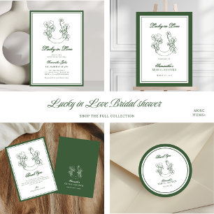Lucky in Love Shamrock Horseshoe Bridal Shower Classic Round Sticker