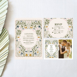 Rustic Green Woodland Fern Wedding Save The Date