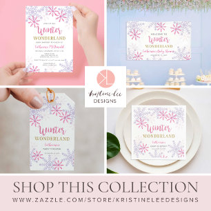 Books for Baby Winter Wonderland Baby Shower Pink Enclosure Card