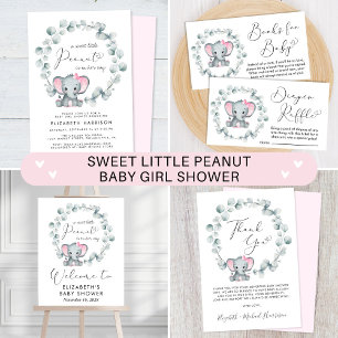 Elephant Eucalyptus Baby Girl Sprinkle Invitation