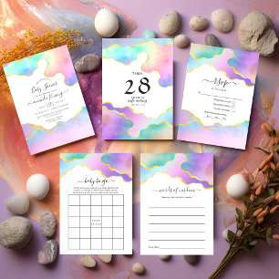 Rainbow Agate Stone Baby Shower Game Advice Card