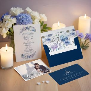 Paris Eiffel Tower Watercolor Floral White Wedding Invitation