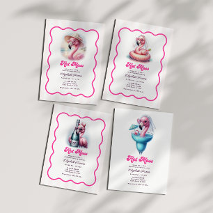 Hot Mess Funny Flamingo Beach Bachelorette Weekend Invitation