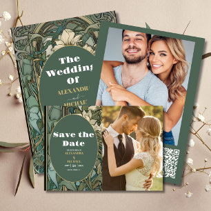 Photo Vintage Floral Art Nouveau Wedding Save The Date