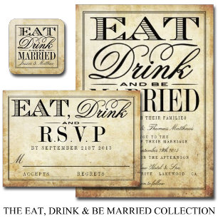 Eat, Drink & Be Married Vintage Wedding Invitation
