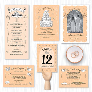 Doodle Sketch Funky Rehearsal Dinner Invitation