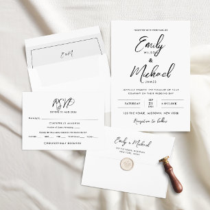 Simple Black & White Calligraphy Wedding Invitation