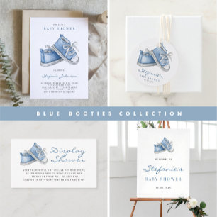 Watercolor Blue Baby Shoes Boy Baby Sprinkle Invitation
