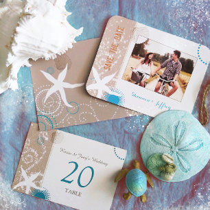 Ivory & Tan Wedding By the Shore Invitation