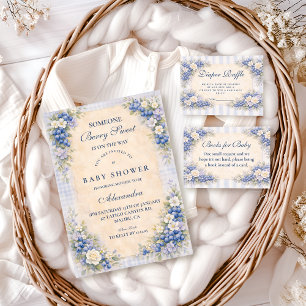 Vintage Blueberry Floral Baby Shower Invitation