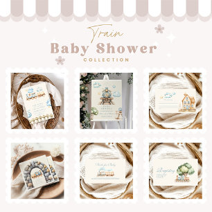 Watercolor Train Baby Shower Books for Baby  Enclosure Card