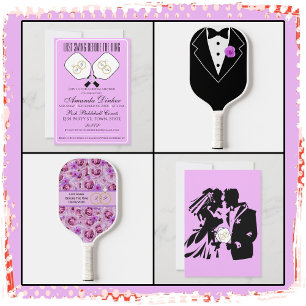 Pre-Wedding Pickleball Photo Invitation Lavender