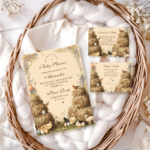 Rustic Barnyard Farm Animals Baby Shower Invitation
