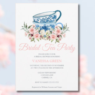 Tea Party Bridal Shower Flower Bar Pedestal Sign