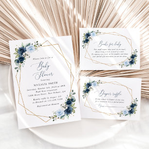 Navy Flowers, Blue Flowers, Boho, Diaper Raffle Enclosure Card