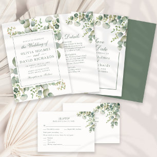 Modern Greenery Eucalyptus Wedding RSVP Card