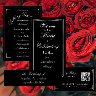 Modern Black And White Wedding Water Bottle Labels