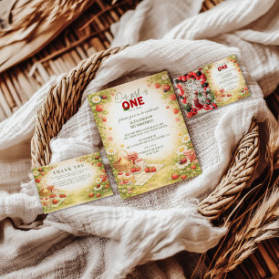 Whimsical Meadow Lady Bug 1st Birthday Invitation