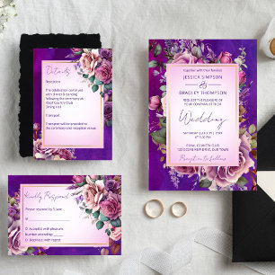Purple pink vintage roses elegant wedding classic round sticker