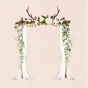 Boho Deer Antlers Canopy Wedding Shower Invitation