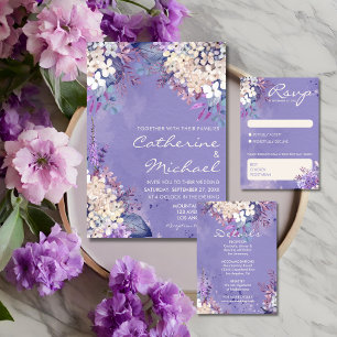 Romantic Lavender Watercolor Floral Spring Wedding Invitation
