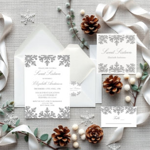 Silver Snowflake Winter Sweet 16 Classic Round Sticker