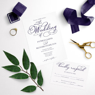 Nothing Fancy Just Love Navy Blue Casual Wedding Invitation