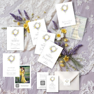 Romantic Minimal Wedding Yellow & Lavender Wreath Save The Date