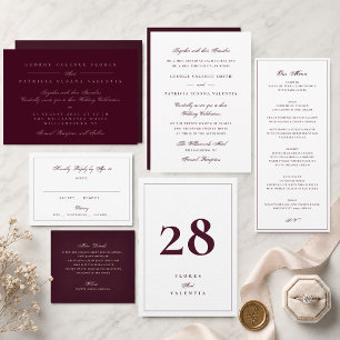 Landscape Plum Maroon Formal Calligraphy Elegant Invitation