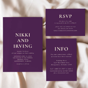 Clean Bold Fonts Purple Modern Wedding RSVP Card