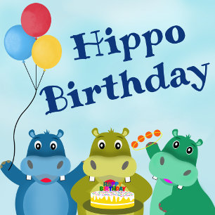 Jungle Cartoon Hippopotamus Birthday Invitation
