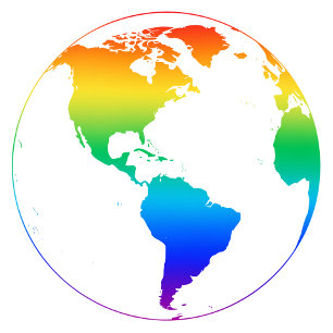 Rainbow colored planet earth round clock