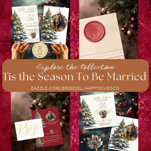 Trendy Tis the Season to Be Married Christmas Tree Invitation
