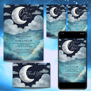 Over the moon galaxy baby shower books request enclosure card