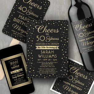 Downloadable Surprise Birthday Party Black & Gold Invitation