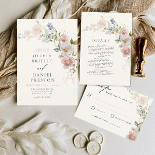 Modern Boho Wildflower Bridal Shower Elegant Invitation
