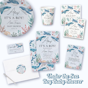 Under the Sea Whale Books for Baby Boy Baby Shower Enclosure Card