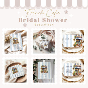 Blue French Cafe Bridal Shower Invitation