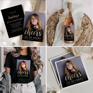 Custom Photo Cheers 40th Birthday Party Invitation
