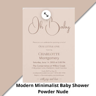 Modern Minimalist Baby Shower   Powder Blush Wine Label
