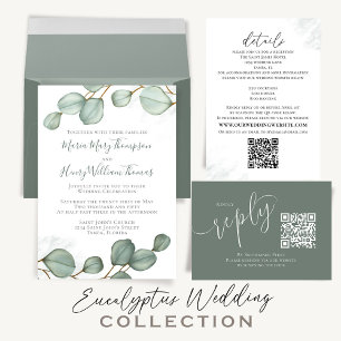 Elegant Vellum Photo Overlay Green   QR Code RSVP All In One Invitation