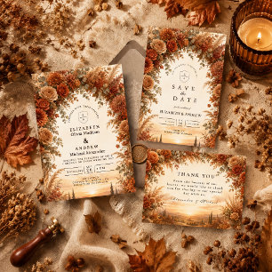 Enchanted Autumn Arch Wedding Thank You Card