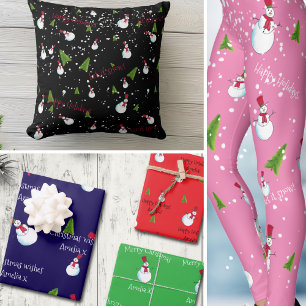 Personalised Christmas Snowman Holiday Postcard