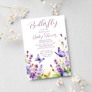 Butterflies meadow flowers baby shower invite