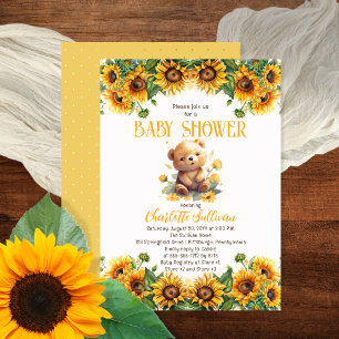 Teddy Bear and Sunflowers Baby Shower Napkin