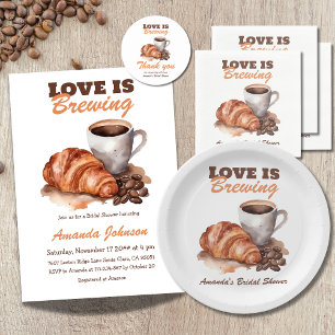 Love is Brewing Coffee French Bridal Shower Invitation